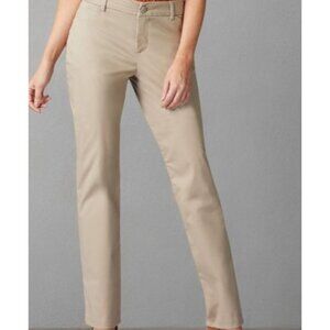 Lee Womens Relaxed Fit Straight Leg Mid-Rise Pants Size 10M Beige 5 Pockets